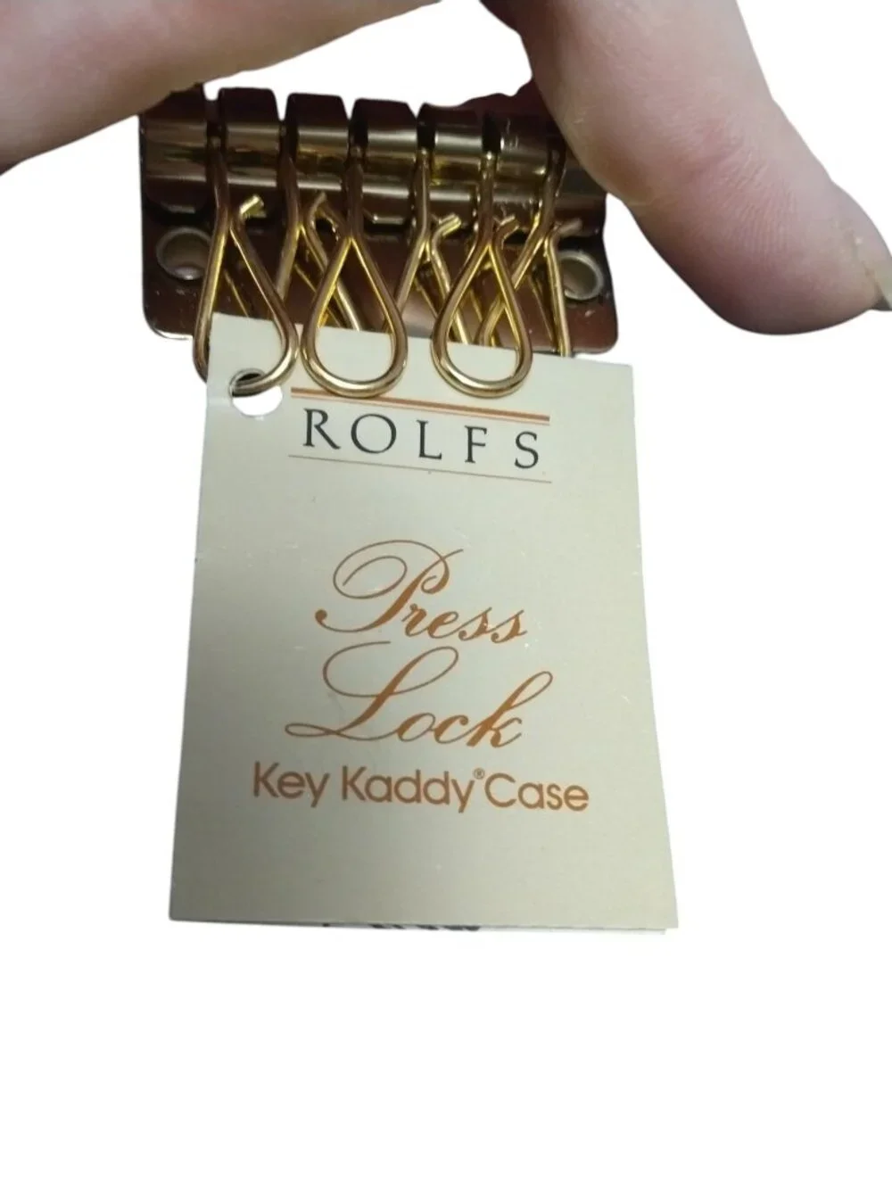 Rolfs 6 Hook Key Kaddy Case Holder Genuine Leather Brown Cowhide Press Lock